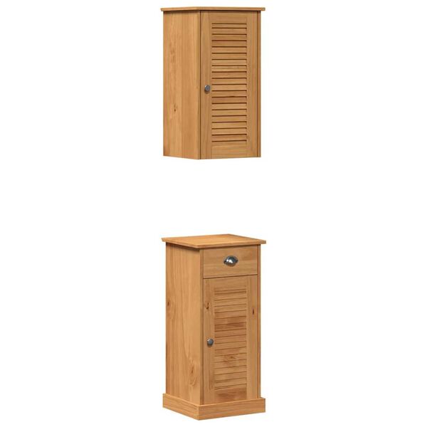 vidaXL Σετ Επίπλων Μπάνιου με συρτάρι 2 pcs Καφέ και Καραμέλα καφέ
