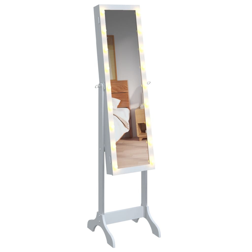 vidaXL Καθρέφτης Επιδαπέδιος με LED Λευκός 34 x 37 x 146 εκ.