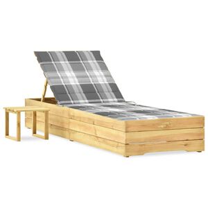 vidaXL Ξαπλώστρα Κήπου από Εμποτ. Ξύλο Πεύκου με Τραπεζάκι & Μαξιλάρι