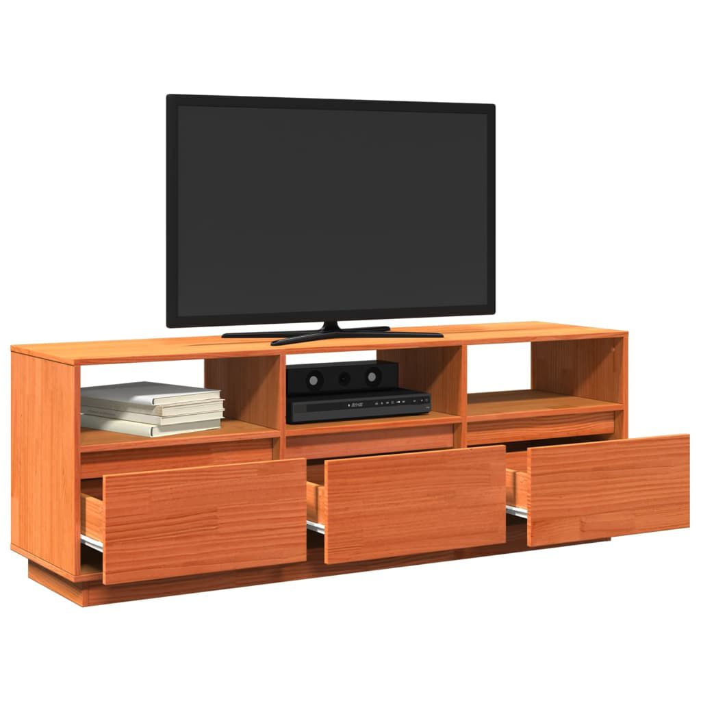 vidaXL Έπιπλο Τηλεόρασης Καφέ Κεριού 140x37x50 εκ. Μασίφ Ξύλο Πεύκου