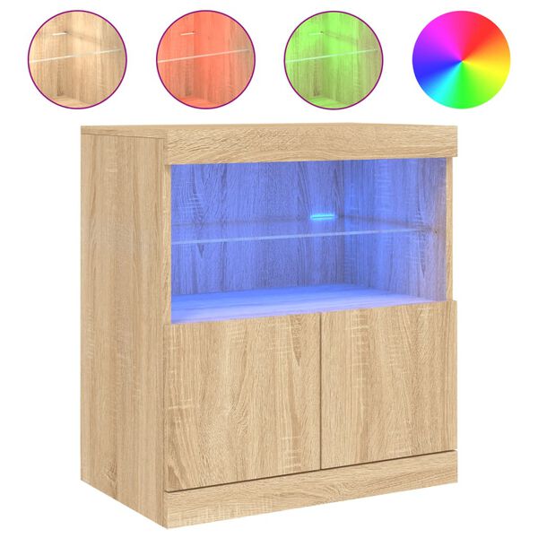 vidaXL Μπουφές με LED Sonoma Δρυς 60 x 37 x 67 εκ.
