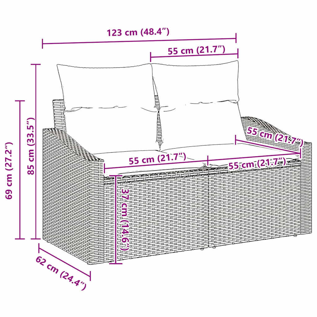 vidaXL Σετ Καναπέ Κήπου 13 pcs Μπέζ και Ανοιχτό Γκρι 110 x 55 x 71 εκ