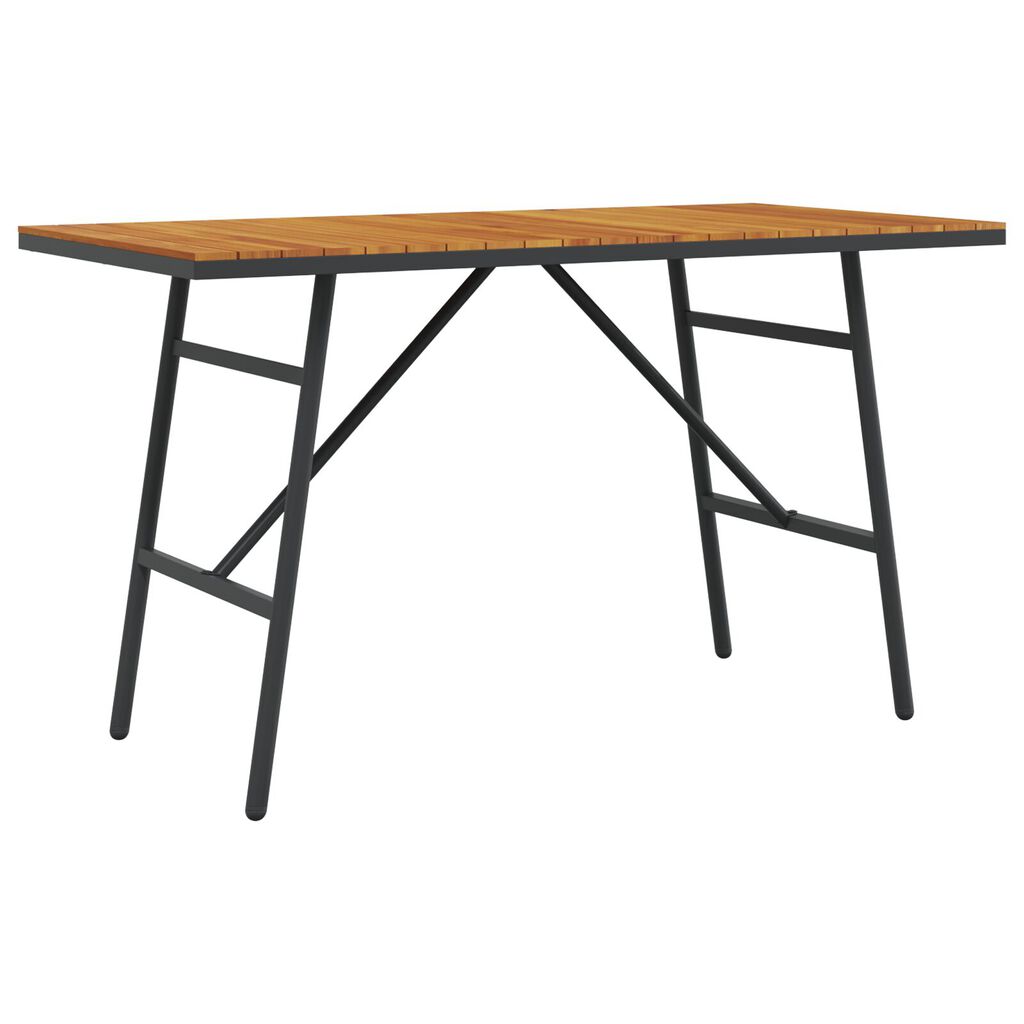 vidaXL Τραπέζι Τραπεζαρίας - Μαύρο, 110x55x62 εκ, Φτιαγμένο από Μασίφ Ξύλο Ακακίας