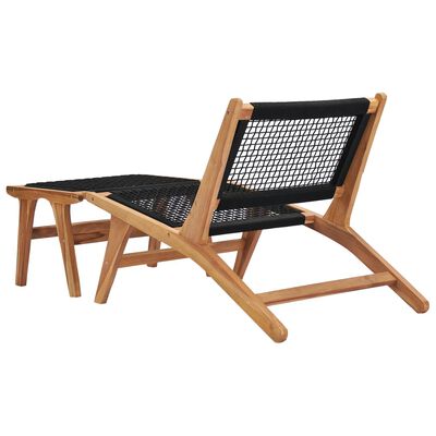 vidaXL Σεζλόνγκ με Υποπόδιο από Μασίφ Ξύλο Teak και Σχοινί