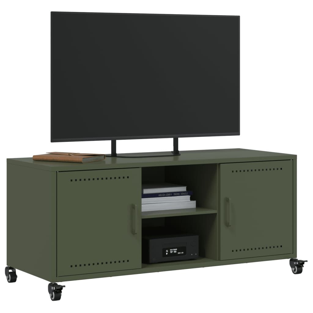 vidaXL Έπιπλο Τηλεόρασης Πράσινο Λαδί 100,5x39x43,5 εκ. από Ατσάλι