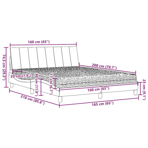 vidaXL Κρεβάτι Σκούρο Γκρι 160x200 εκ Υφασμάτινο