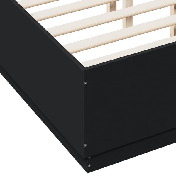vidaXL Πλαίσιο Κρεβατιού Μαύρο 140 x 190 εκ. Επεξεργασμένο Ξύλο