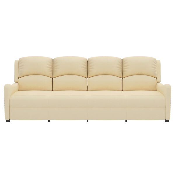 vidaXL Πολυθρόνα Μασάζ Τετραθέσια Ανακλινόμενη Κρεμ Υφασμάτινη