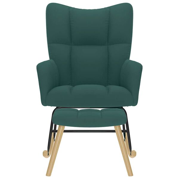 vidaXL Πολυθρόνα Κουνιστή Σκούρο Πράσινο Υφασμάτινη με Υποπόδιο