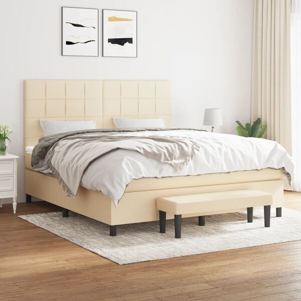 vidaXL &Kappa;&rho;&epsilon;&beta;ά&tau;&iota; Boxspring &mu;&epsilon; &Sigma;&tau;&rho;ώ&mu;&alpha; &Kappa;&rho;&epsilon;&mu; 160x200 &epsilon;&kappa;. &Upsilon;&phi;&alpha;&sigma;&mu;ά&tau;&iota;&nu;&omicron;