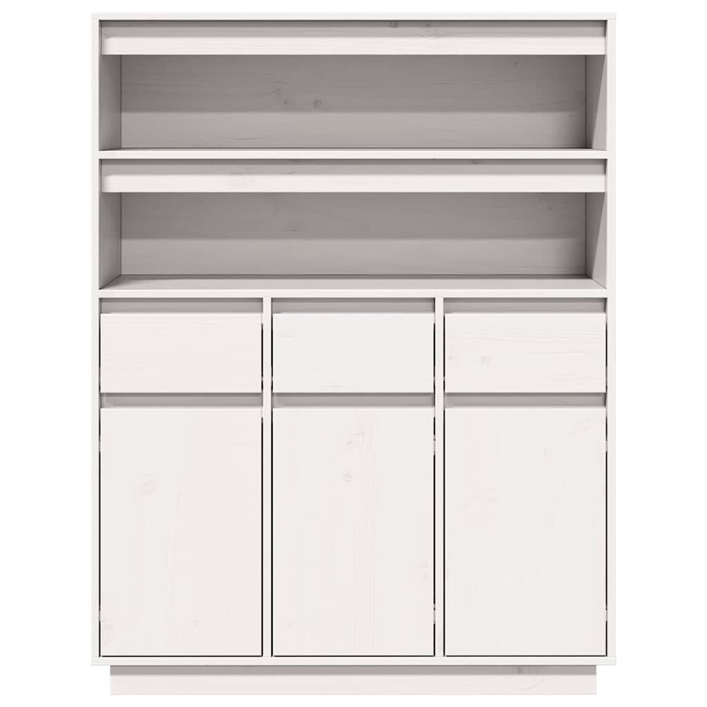 vidaXL Ντουλάπι Ψηλό Λευκό 89x34x116,5 εκ. από Μασίφ Ξύλο Πεύκου