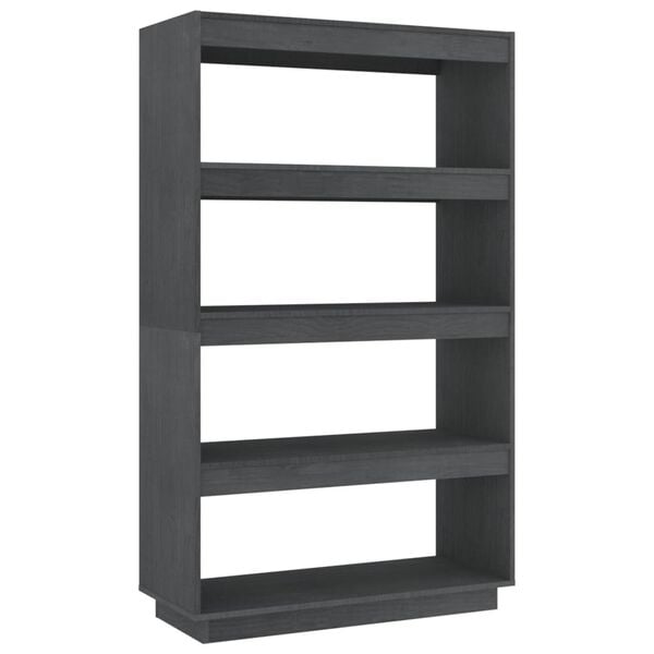 vidaXL Βιβλιοθήκη/Διαχωριστικό Χώρου Γκρι 80x35x135 εκ. Μασίφ Πεύκο