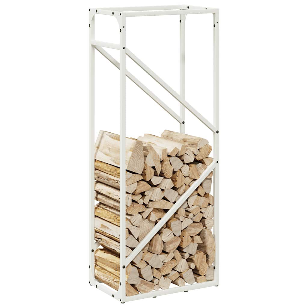 vidaXL Ράφι για καυσόξυλα Λευκό 40x25x100 εκ. Ατσάλι ψυχρής έλασης