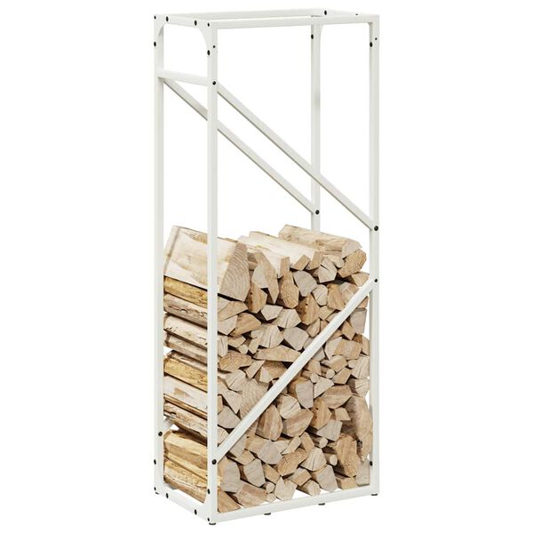 vidaXL Ράφι για καυσόξυλα Λευκό 40x25x100 εκ. Ατσάλι ψυχρής έλασης