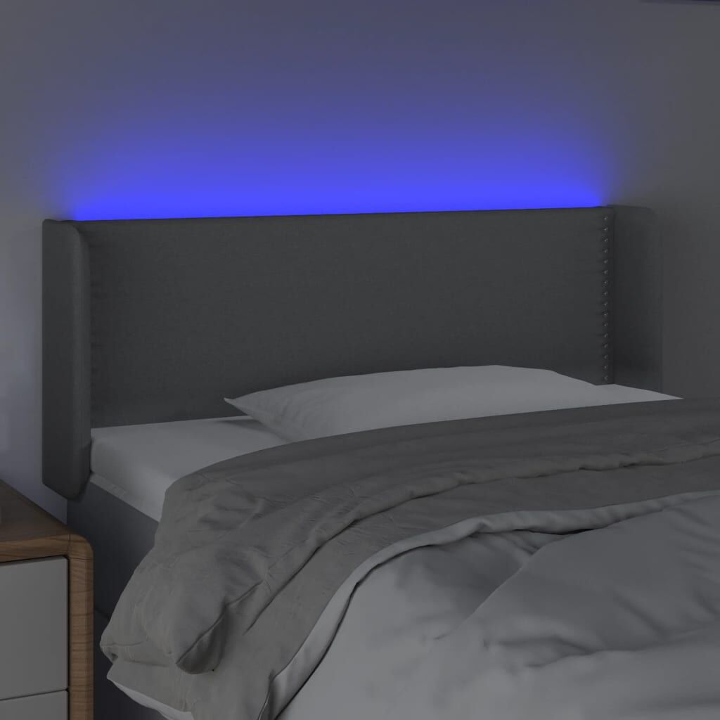 vidaXL Κεφαλάρι Κρεβατιού LED Ανοιχτό Γκρι 83x16x78/88 εκ. Υφασμάτινο