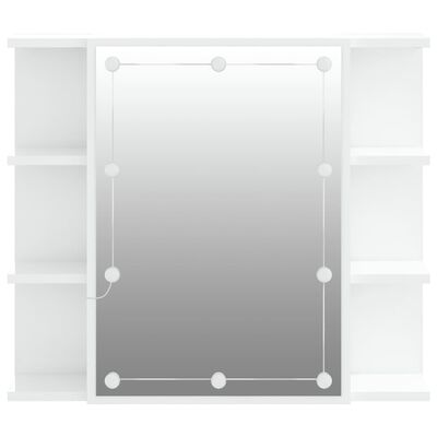 vidaXL Έπιπλο Καθρέπτη με LED Γυαλιστερό Λευκό 70 x 16,5 x 60 εκ.