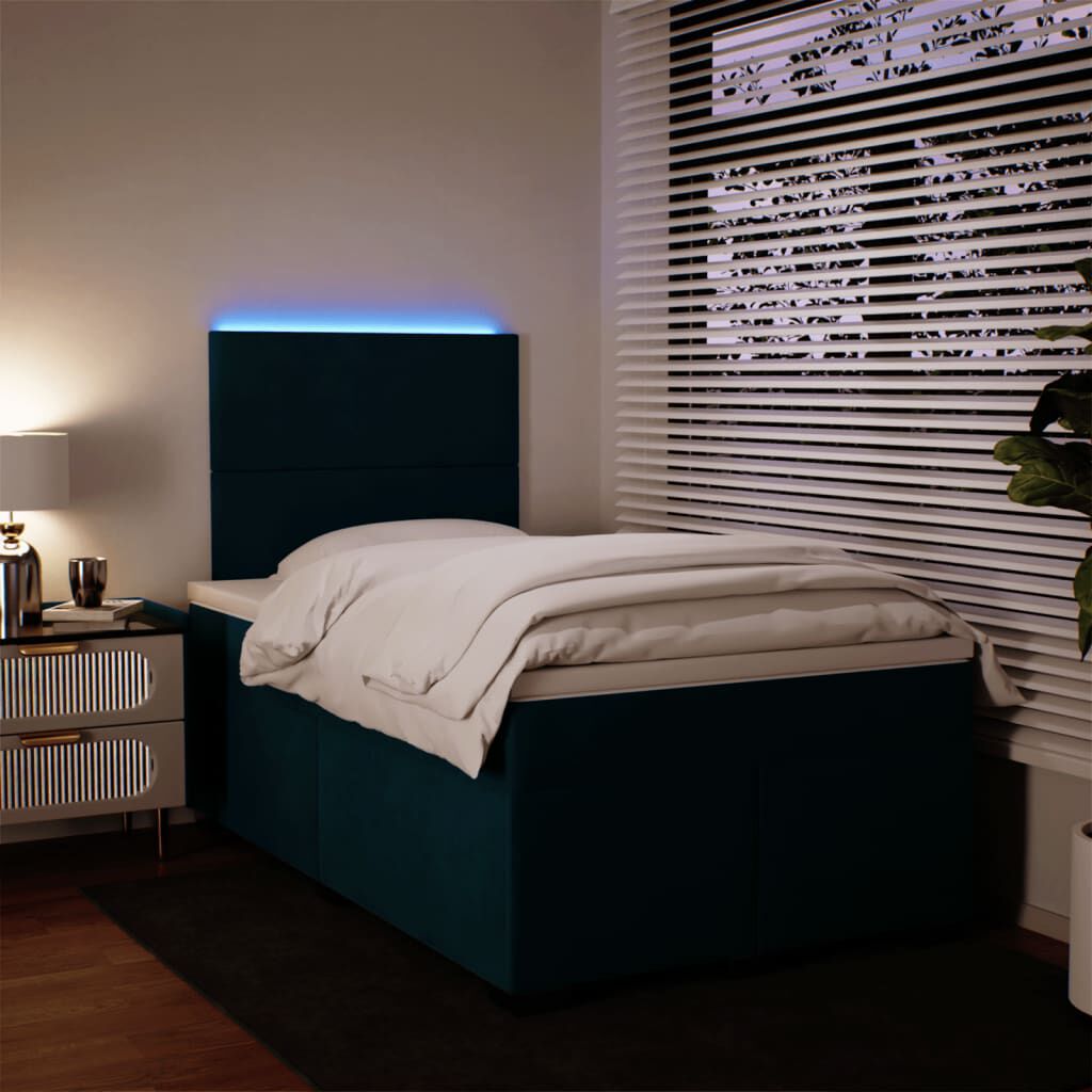 vidaXL Κρεβάτι Boxspring με Στρώμα Μπλε 120x190 εκ. Βελούδινο