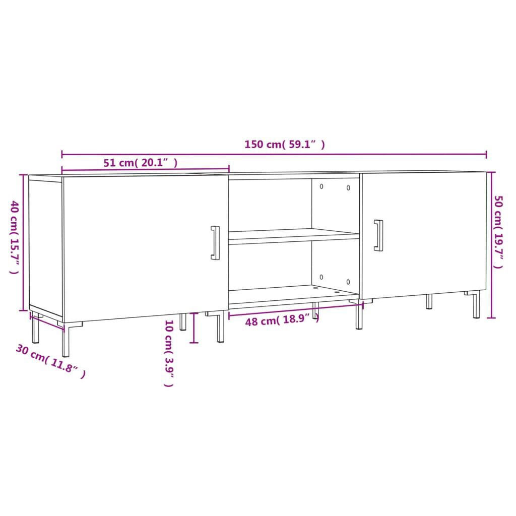 vidaXL Έπιπλο Τηλεόρασης Γκρι Σκυροδέματος 150x30x50 εκ. Επεξ. Ξύλο