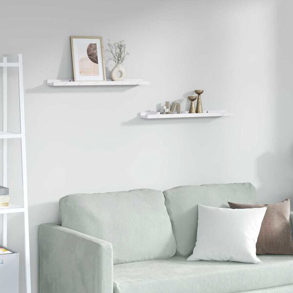 vidaXL &Rho;ά&phi;&iota; &Tau;&omicron;ί&chi;&omicron;&upsilon; &mu;&epsilon; &rho;ά&phi;&iota; &Epsilon;&pi;&iota;&tau;&omicron;ί&chi;&iota;&omicron; 2 pcs &Lambda;&epsilon;&upsilon;&kappa;ό &Mu;ά&rho;&mu;&alpha;&rho;&omicron; 60 x 9 x 3 cm