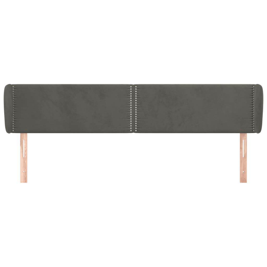 vidaXL Κεφαλάρι με Πτερύγια Σκούρο Γκρι 183x23x78/88 εκ. Βελούδινο