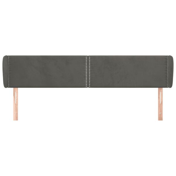vidaXL Κεφαλάρι με Πτερύγια Σκούρο Γκρι 183x23x78/88 εκ. Βελούδινο