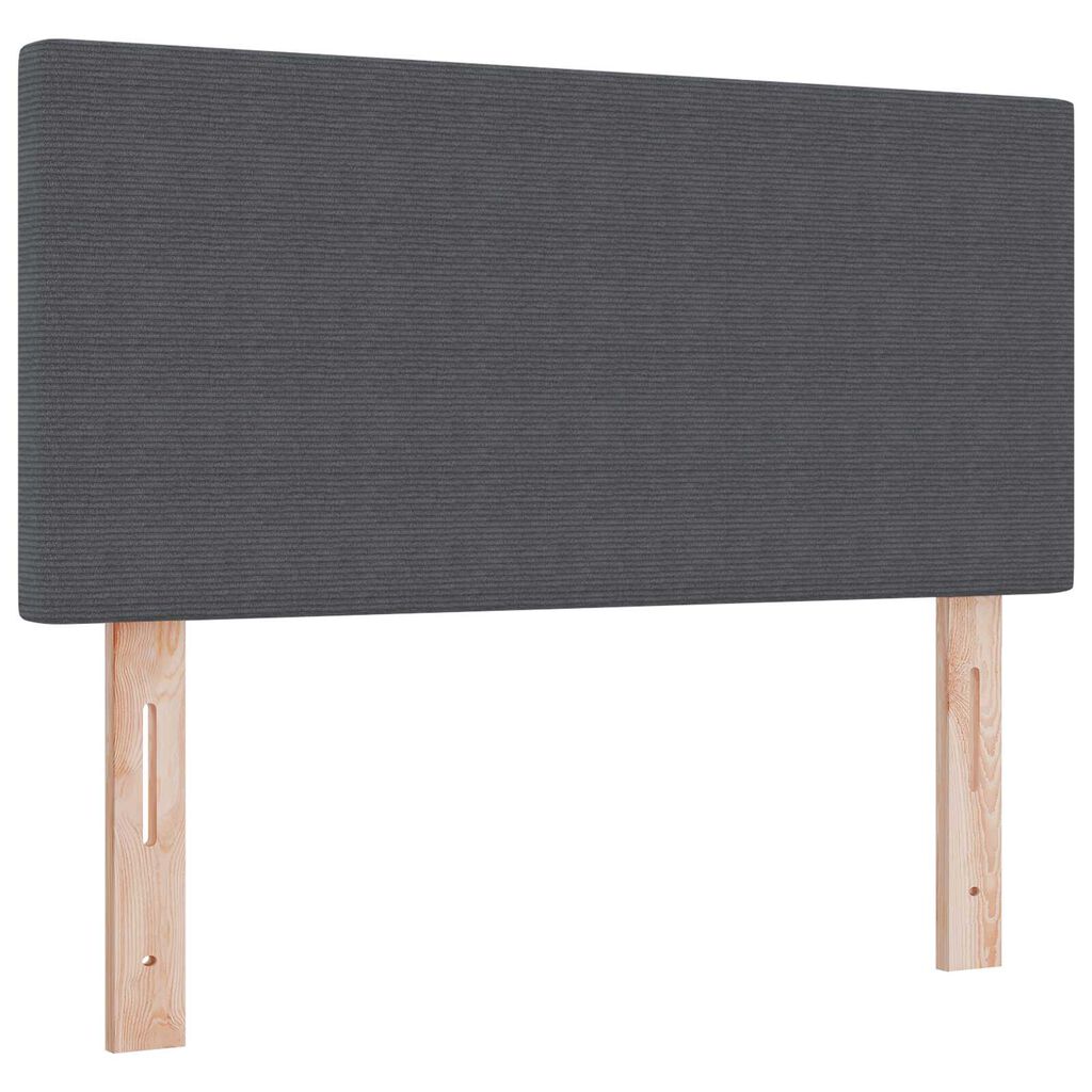 vidaXL Κρεβάτι Box Spring με Στρώμα & LED Σκούρο Γκρι 90x200 εκ Ύφασμα Κορντούρα