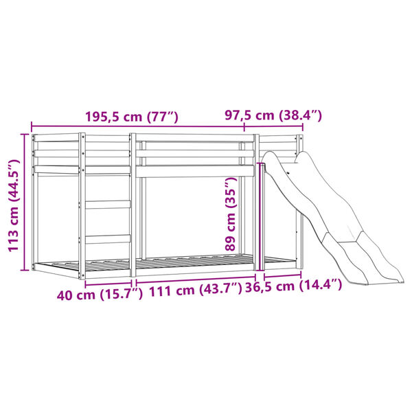 vidaXL Κουκέτα με Τσουλήθρα και Κουρτίνες Ροζ 90x190 εκ.