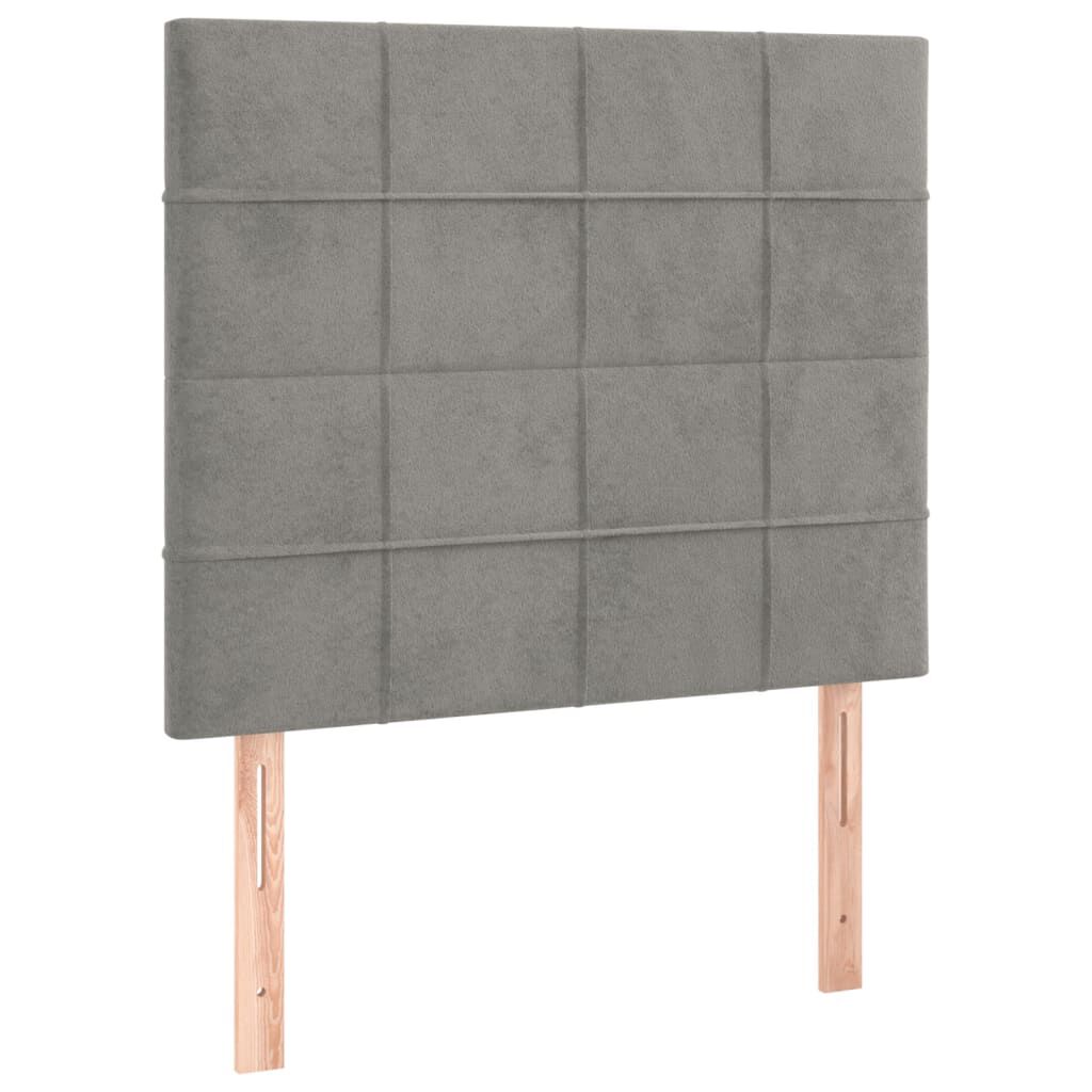 vidaXL Κρεβάτι Boxspring με Στρώμα Ανοιχτό Γκρι 90x190 εκ. Βελούδινο