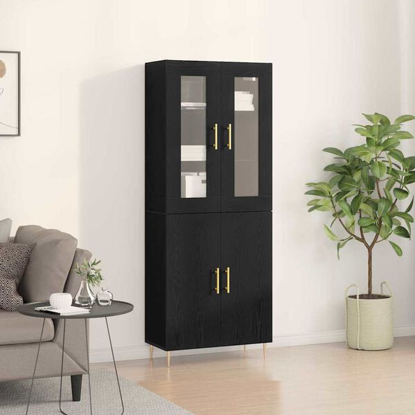 vidaXL Highboard &Epsilon;&pi;&iota;&tau;&omicron;ί&chi;&iota;&omicron; 2 pcs &Mu;&alpha;ύ&rho;&eta; &Omicron;&xi;&upsilon;ά 69,5 x 34 x 180 &epsilon;&kappa;.