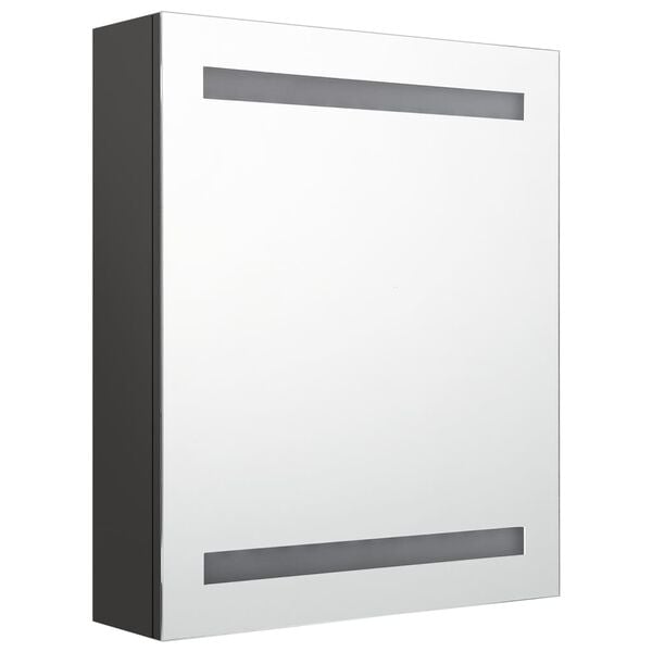 vidaXL Καθρέφτης Μπάνιου με Ντουλάπι / LED Ανθρακί 50 x 14 x 60 εκ.