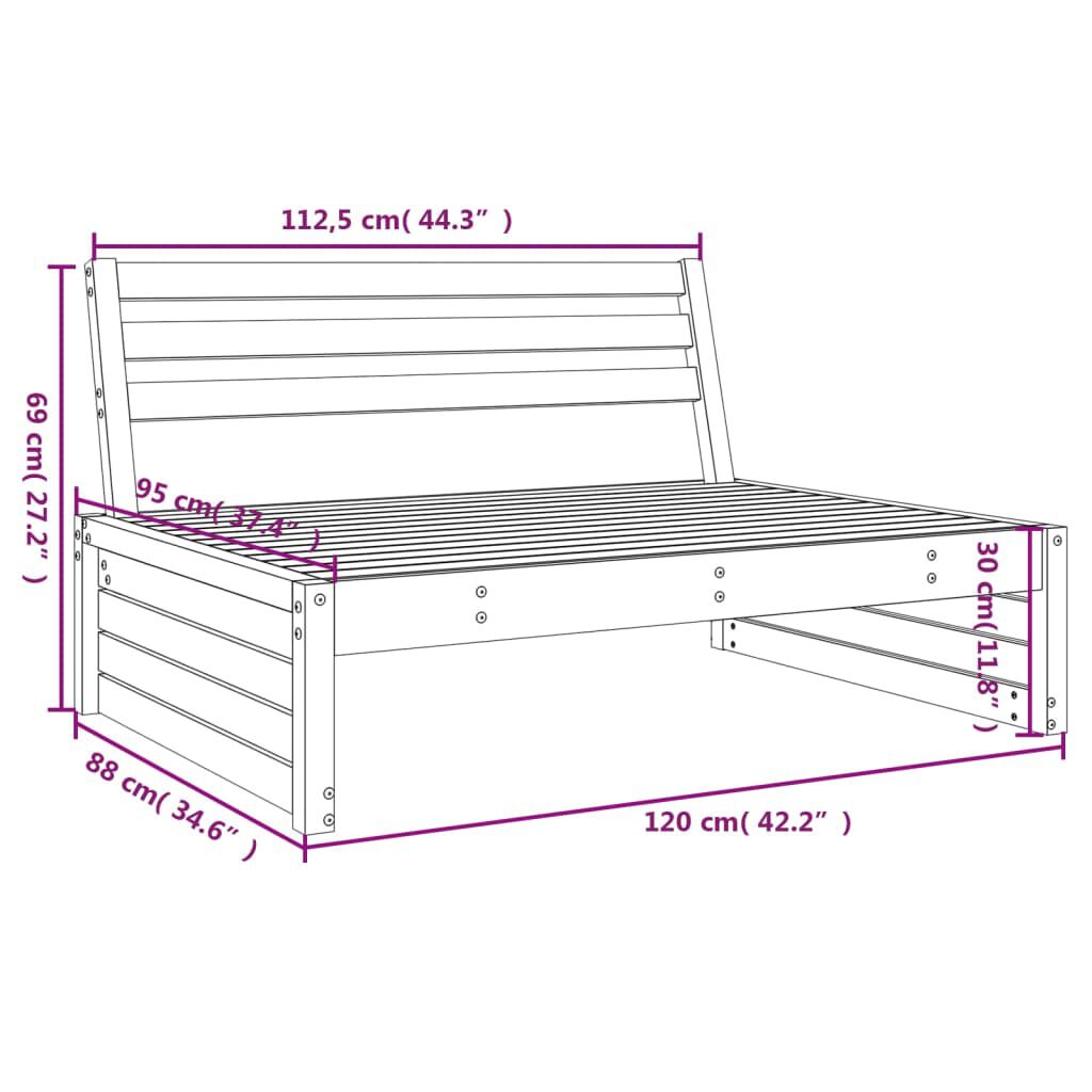 vidaXL Καναπές Κήπου Μεσαίος 120 x 80 εκ. από Εμποτισμένο Ξύλο Πεύκου