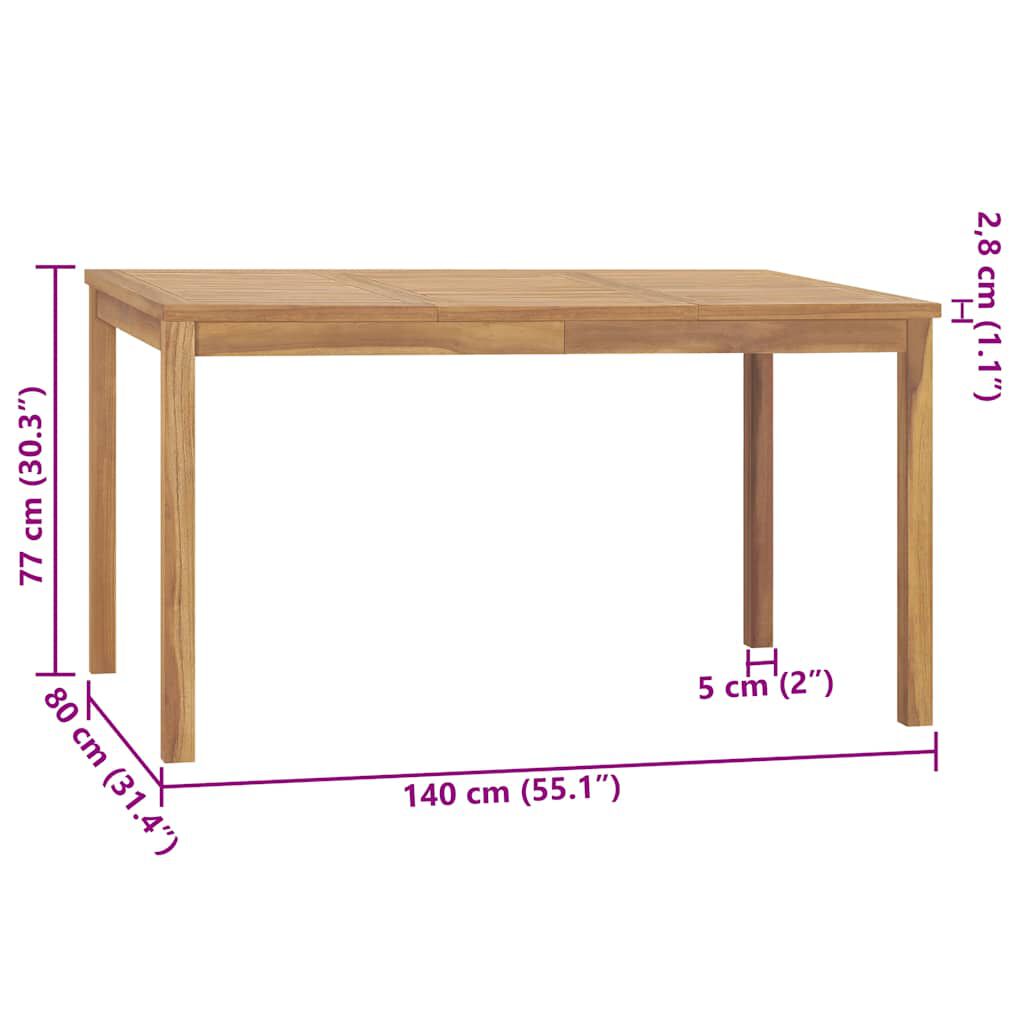 vidaXL Τραπεζαρία Κήπου 140 x 80 x 77 εκ. από Μασίφ Ξύλο Teak