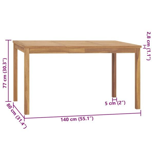 vidaXL Τραπεζαρία Κήπου 140 x 80 x 77 εκ. από Μασίφ Ξύλο Teak