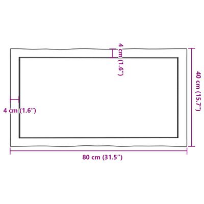 vidaXL Επιφ Τραπεζιού Αν Καφέ 80x40x(2-6)εκ. Ακατέργ. Μασίφ Ξύλο Δρυός