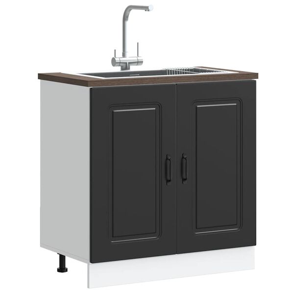 vidaXL Ντουλάπι βάσης νεροχύτη Kalmar Μαύρο 80x46x81,5 εκ. Επεξ. Ξύλο