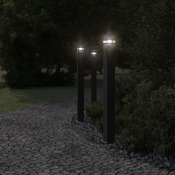 vidaXL Φωτιστικό Δαπέδου Εξ. Χώρου Αισθητ. Μαύρο 110 εκ. Ανοξ. Ατσάλι