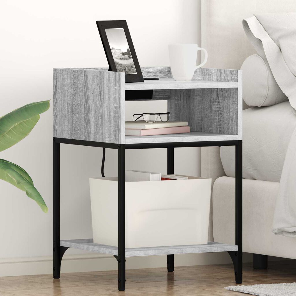 vidaXL Κομοδίνο με ράφι Γκρι sonoma 40 x 40 x 61 εκ Επεξεργασμένο ξύλο