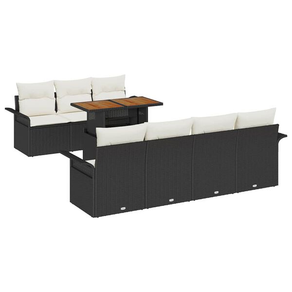 vidaXL Σετ Καναπέ Κήπου 8 pcs Μαύρο και κρεμ 100 x 55 x 73 εκ