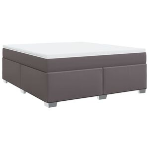 vidaXL Κρεβάτι Boxspring με Στρώμα Γκρι 180x200 εκ. Συνθετικό Δέρμα