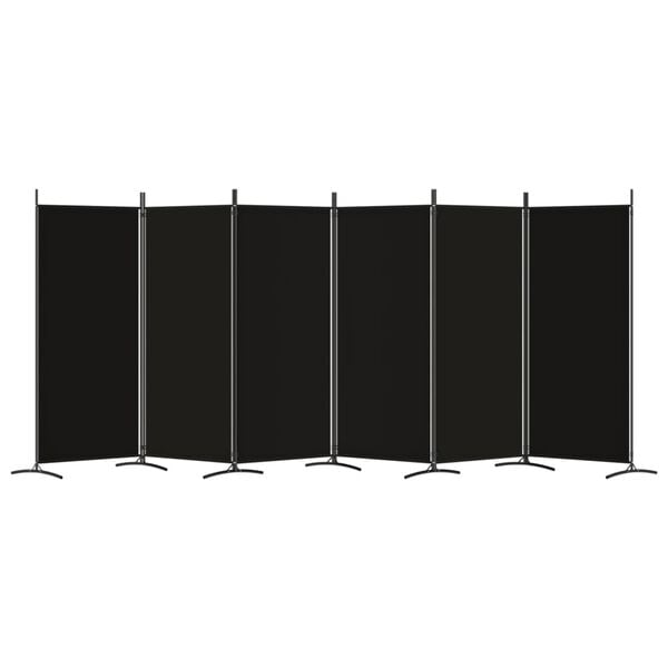 vidaXL Διαχωριστικό Δωματίου με 6 Πάνελ Μαύρο 520x180 εκ. από Ύφασμα
