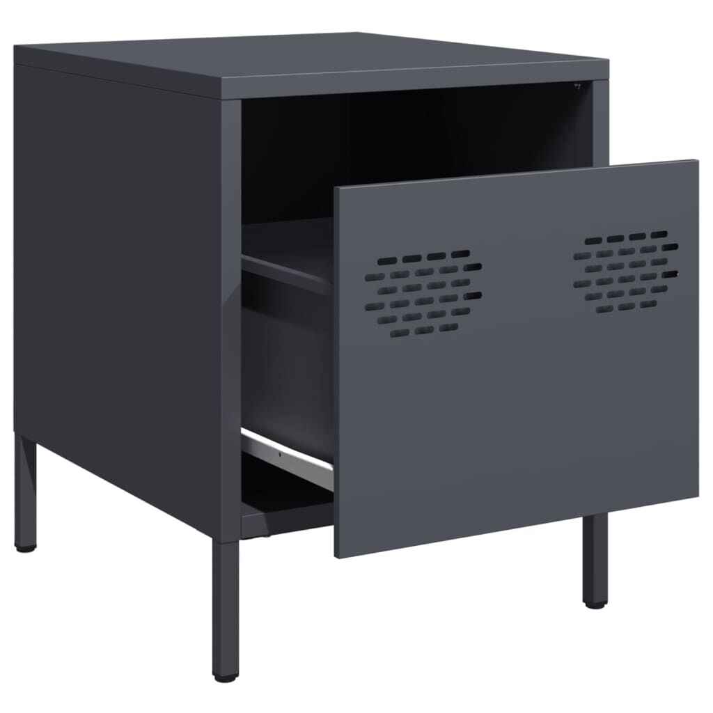 vidaXL Κομοδίνο Ανθρακί 35x39x43,5 εκ. από Χάλυβα
