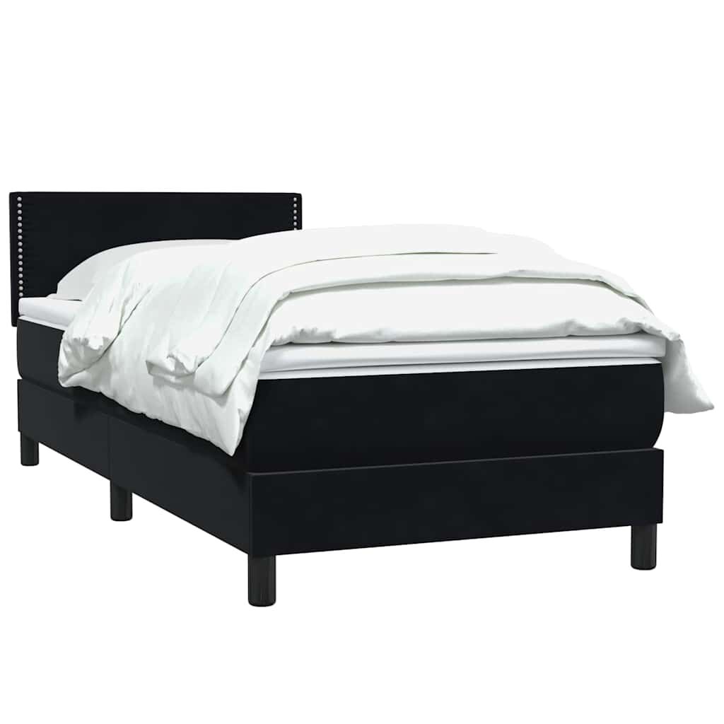 vidaXL Box Spring Κρεβάτι με στρώμα Μαύρο 80x210 εκ. Βελούδινο