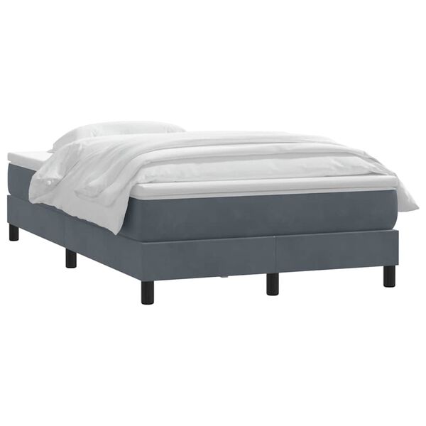 vidaXL Κρεβάτι Boxspring με Στρώμα Σκούρο Γκρι 120x210 εκ. Βελούδινο