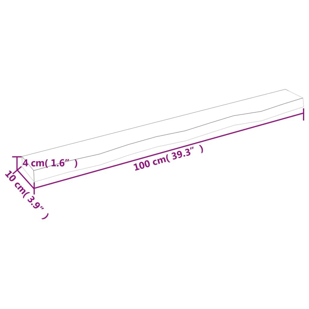 vidaXL Ράφι Τοίχου Ανοιχτό Καφέ 100x10x4 εκ. Επεξεργ. Μασίφ Ξύλο Δρυός