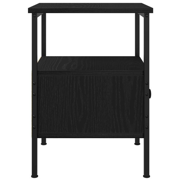 vidaXL Κομοδίνο Μαύρο Δρυς 34x36x50 εκ Επεξεργασμένο Ξύλο και Χάλυβας
