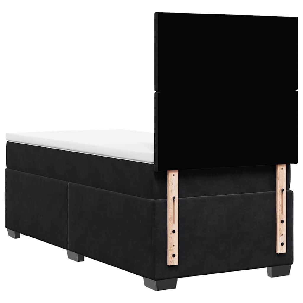 vidaXL Κρεβάτι Boxspring με Στρώμα Μαύρο 90x190 εκ. Βελούδινο