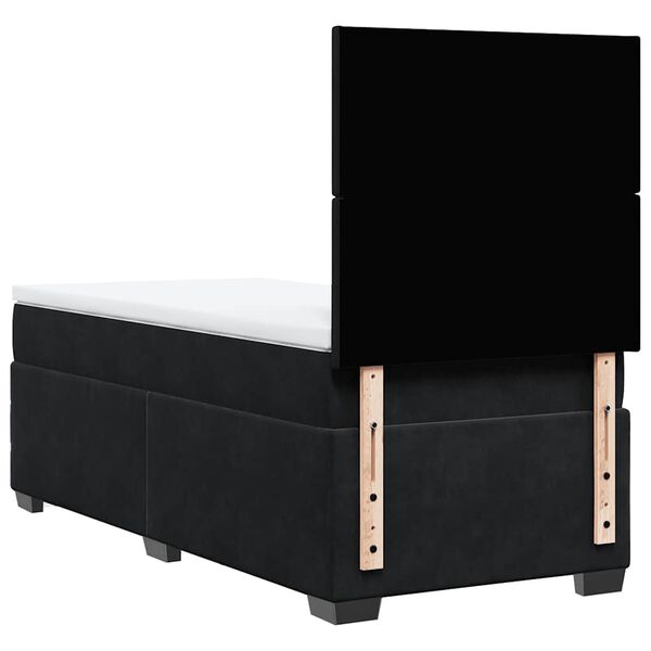 vidaXL Κρεβάτι Boxspring με Στρώμα Μαύρο 90x190 εκ. Βελούδινο