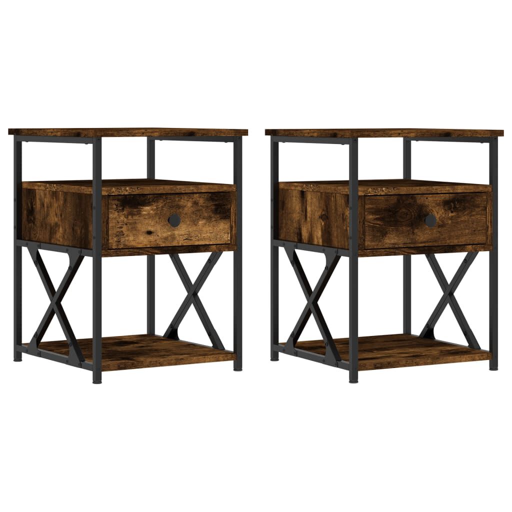 vidaXL Κομοδίνα 2 τεμ. Καπνιστή Δρυς 40x42x55 εκ. Επεξεργασμένο Ξύλο