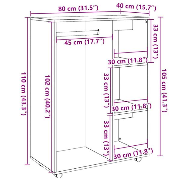 vidaXL Ντουλάπα Τεχνίτης Δρυς 80x40x110 εκ Επεξεργασμένο Ξύλο
