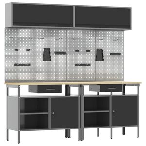 vidaXL &Sigma;&epsilon;&tau; &pi;ά&gamma;&kappa;&omicron;&upsilon; &epsilon;&rho;&gamma;&alpha;&sigma;ί&alpha;&sigmaf; &mu;&epsilon; &sigma;&upsilon;&rho;&tau;ά&rho;&iota; &mu;&epsilon; &rho;ά&phi;&iota; 8 pcs &Mu;&alpha;ύ&rho;&omicron; &kappa;&alpha;&iota; &Gamma;&kappa;&rho;&iota;